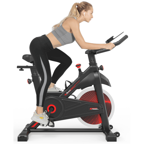 Indoor Cycling Exercise Bike Stationary, Home Gym Workout Fitness Bike with Comfortable Cusion, LCD Display and Hand Pulse